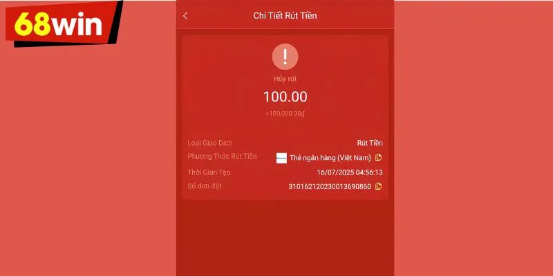 Các bước rút tiền 68WIN siêu tốc, dễ dàng