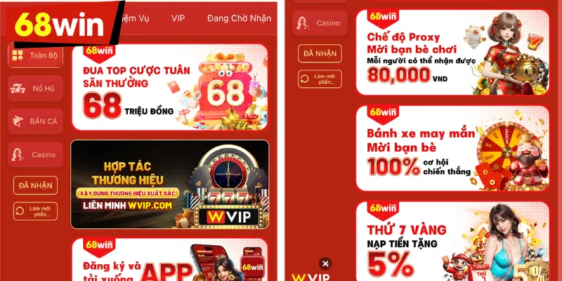 Giới thiệu tổng quan về chương trình ưu đãi khuyến mãi 68win