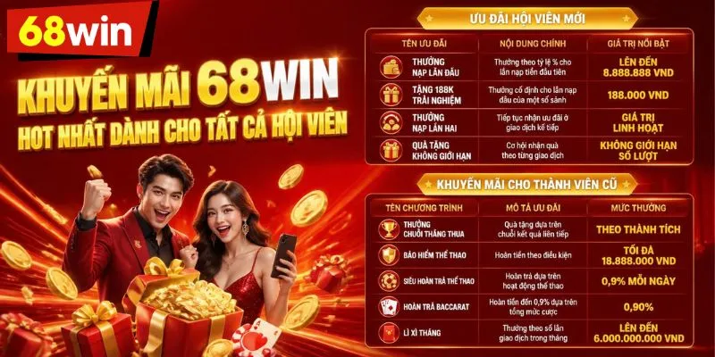 Khuyến mãi 68WIN hot nhất dành cho tất cả hội viên